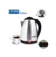 Lyons FK-0301 Silver & Black Cordless Stainless Steel Electric Kettle - 1.7L.